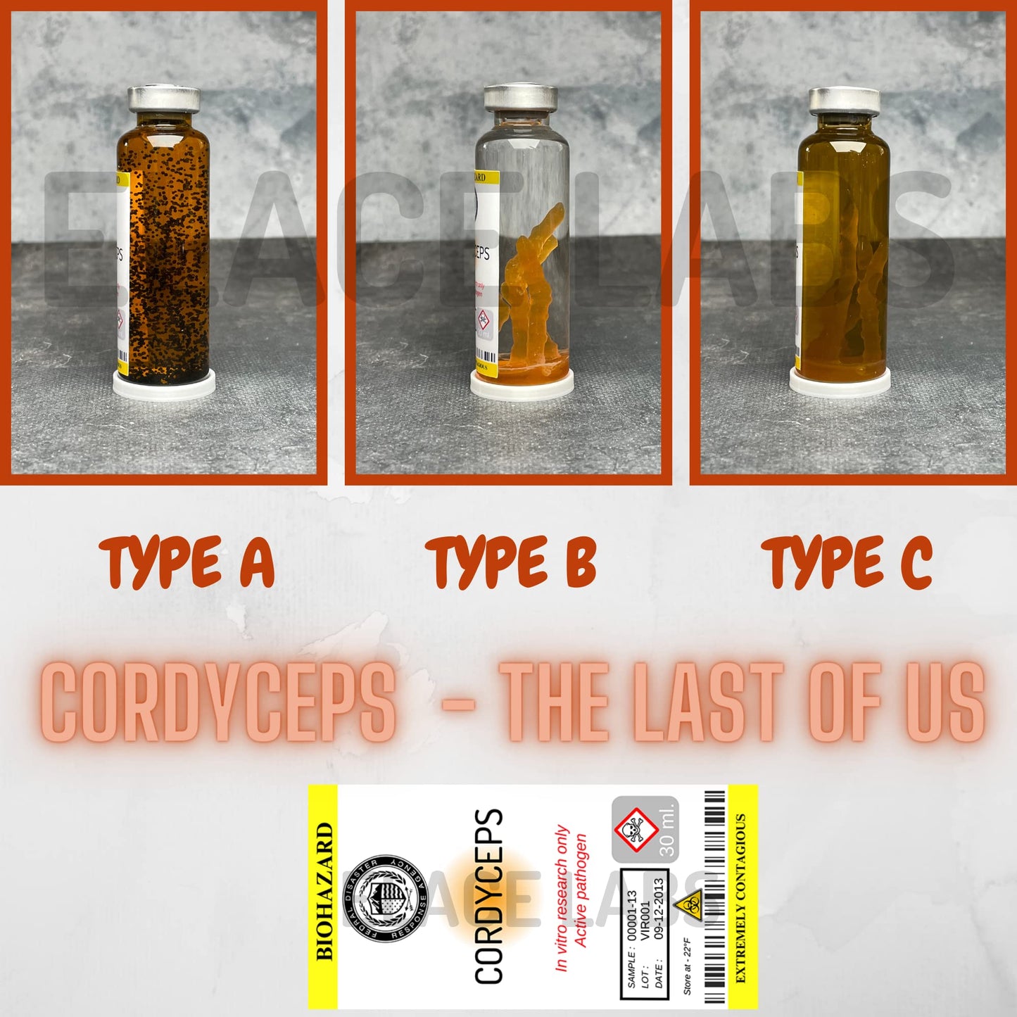 ELACE Fiole Cordyceps The Last of Us Représentation d'un Virus pour Utilisation Fan Art Cosplay Collection